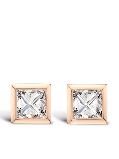 Shop Pragnell 18kt Rose Gold Rockchic Diamond Stud Earrings In Pink