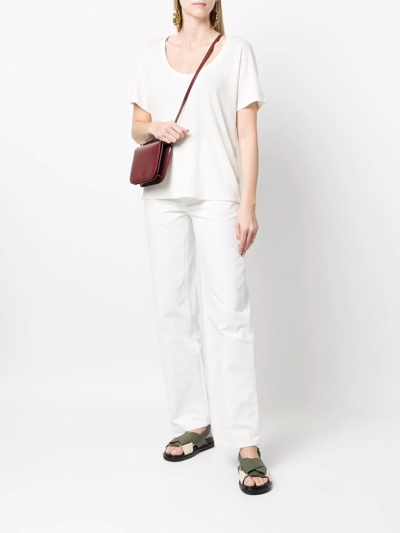 Shop Paula V-neck Linen T-shirt In White