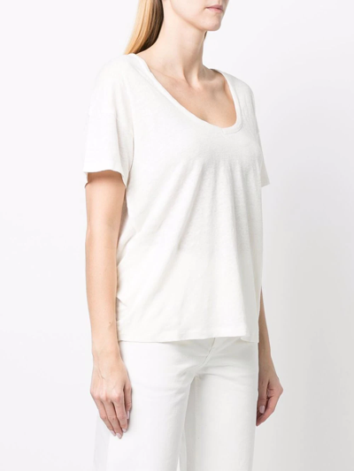 Shop Paula V-neck Linen T-shirt In White