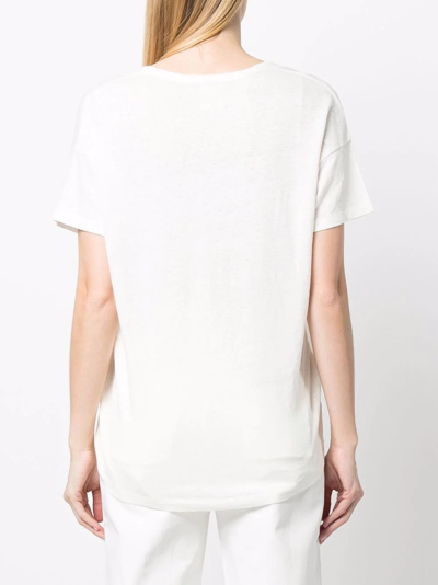 Shop Paula V-neck Linen T-shirt In White