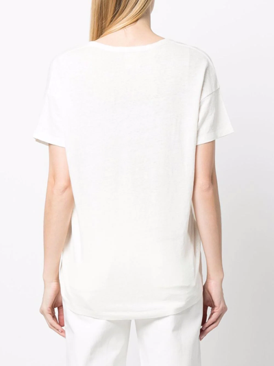 Paula V-neck Linen T-shirt In White