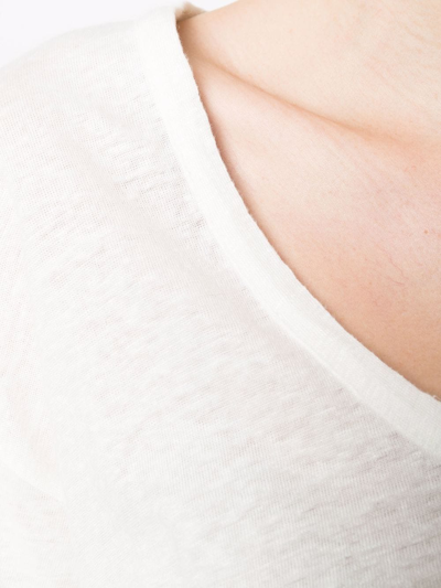 Paula V-neck Linen T-shirt In White