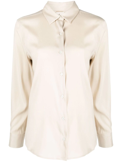 Shop Paula Long-sleeve Silk Shirt In Neutrals