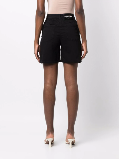 Shop Love Moschino Logo-patch Denim Shorts In Black