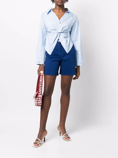 Love Moschino High-waisted Chino Shorts In Blue
