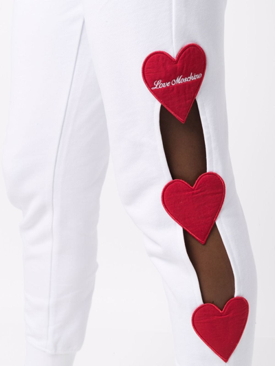 Shop Love Moschino Heart-detail Track Pants In White