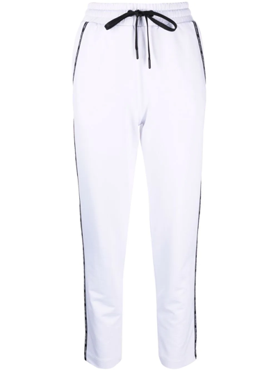 Shop Love Moschino Logo-tape Drawstring Track Pants In White