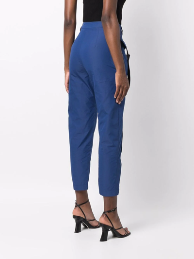 Shop Love Moschino Cropped Cargo Trousers In Blue