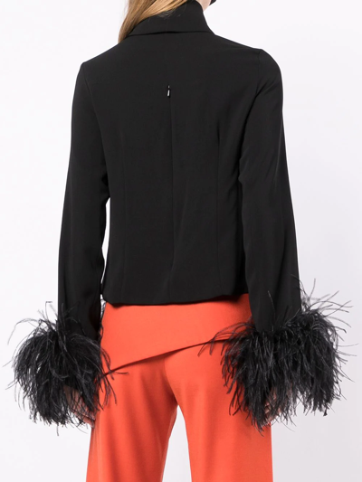 16arlington Feather-trim Cut-out Blouse In Black