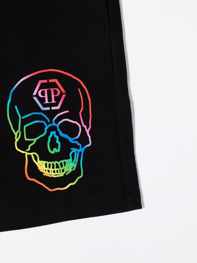 Shop Philipp Plein Junior Skull-print Longline Shorts In Black