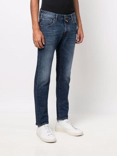 Shop Incotex Low-rise Straight-leg Jeans In Blue