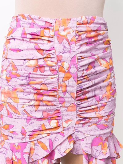 Shop Isabel Marant Floral-print Ruched Skirt In Purple