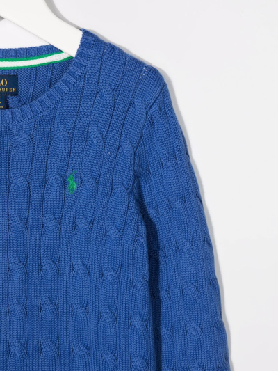 Shop Ralph Lauren Cable-knit Cotton Jumper In Blue