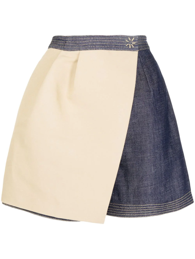 Shop Dice Kayek Colour-block Denim Skirt In Brown