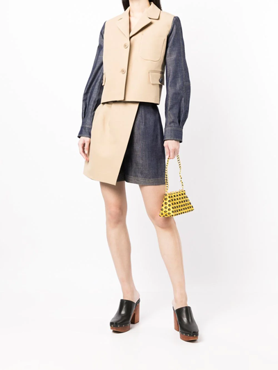 Dice Kayek Colour-block Denim Skirt In Brown