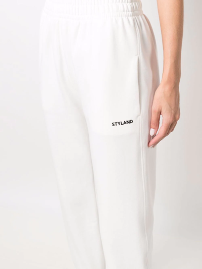 Shop Styland Logo-print Track Pants In White