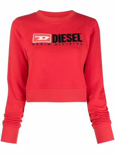 Shop Diesel Logo-print Cotton Sweatshirt In Red