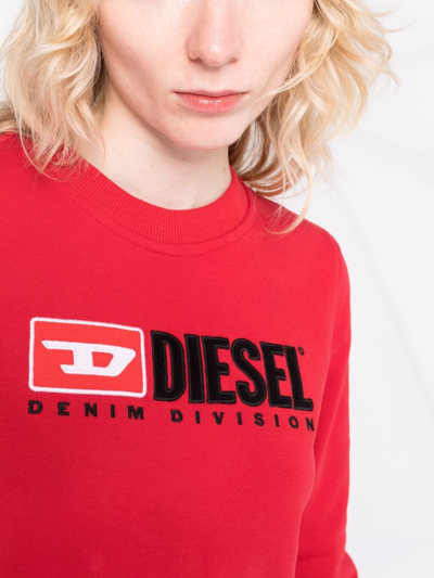 Shop Diesel Logo-print Cotton Sweatshirt In Red