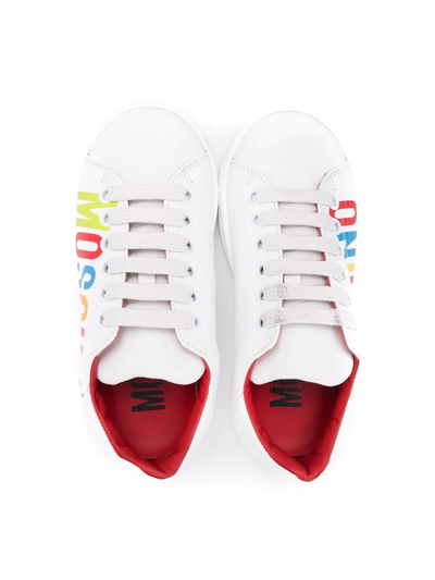 Shop Moschino Logo-print Low Top Sneakers In White