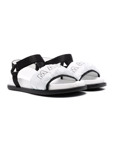 Shop Marni Teen Embroidered Logo Sandals In White