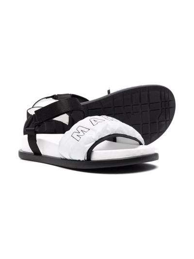 Shop Marni Teen Embroidered Logo Sandals In White
