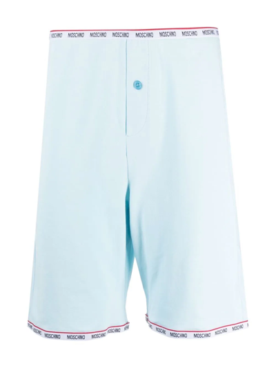Shop Moschino Logo Band-trimmed Pajama Set In Blue