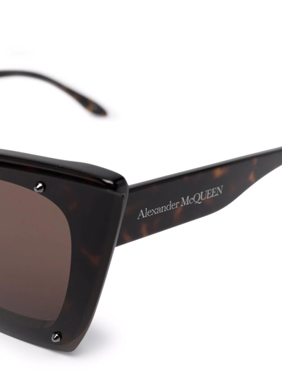 Shop Alexander Mcqueen Tortoiseshell Cat-eye Sunglasses In Brown