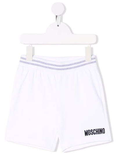 Shop Moschino Logo-embroidered Teddy Shorts In White