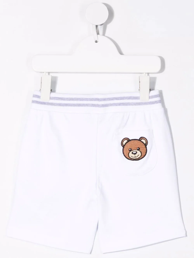 Shop Moschino Logo-embroidered Teddy Shorts In White
