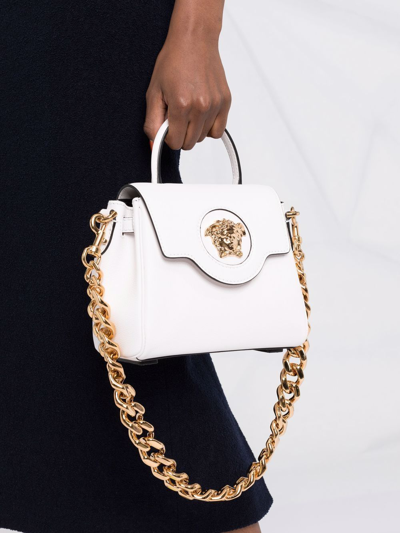 Shop Versace Small La Medusa Top-handle Bag In White