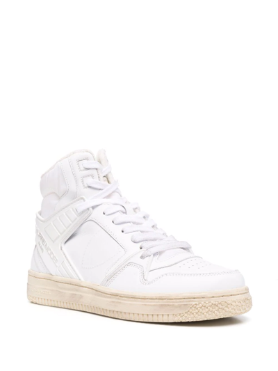 Shop Philippe Model Paris High-top Leather Sneakers In White