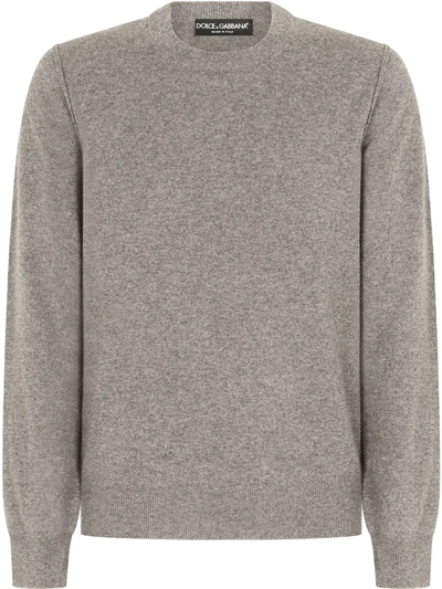 Shop Dolce & Gabbana Round-neck Cashmere Jumper In Grey