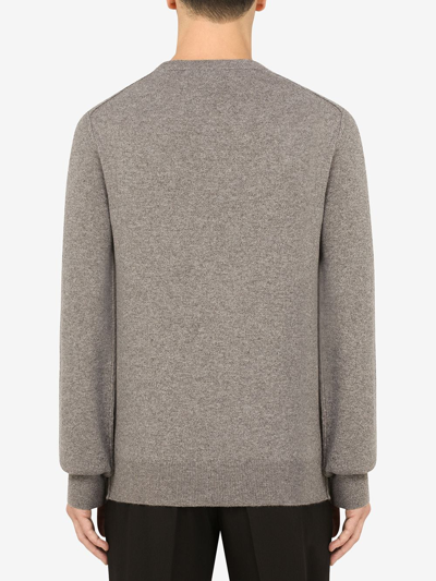 Shop Dolce & Gabbana Round-neck Cashmere Jumper In Grey