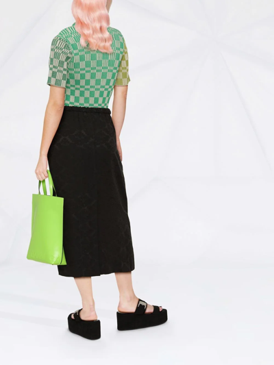Shop Ganni Elasticated-waist Jacquard Midi Skirt In Black
