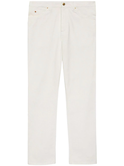 Shop Gucci Horsebit Straight-leg Jeans In White