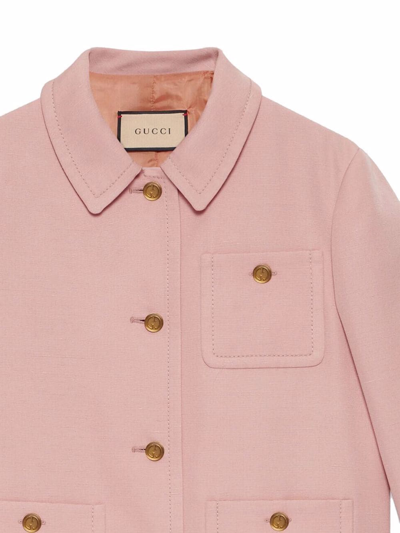 Shop Gucci Patch-pocket Button-up Jacket In Pink