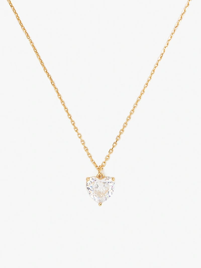 Shop Kate Spade My Love April Heart Pendant In Clear/gold