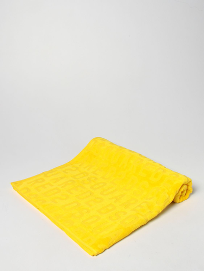 Shop Dsquared2 Junior Cotton Bath Towel In Yellow