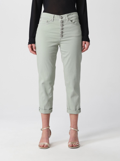 Shop Dondup Cropped Jeans In Cotton Denim In Green