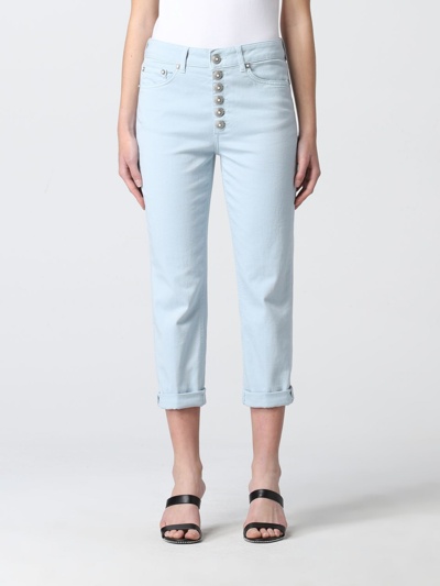 Shop Dondup Cropped Jeans In Cotton Denim In Blue