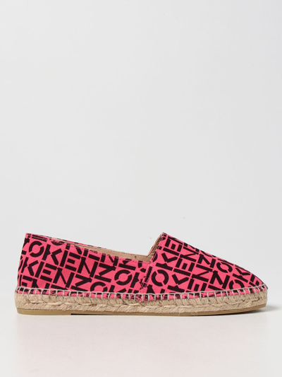 Shop Kenzo Espadrilles In Canvas With All Over Logo In White
