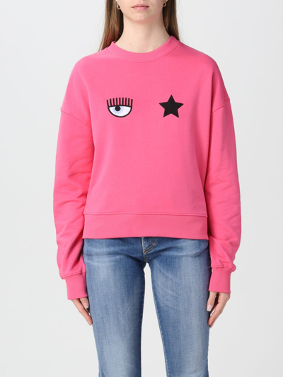Shop Chiara Ferragni Sweatshirt With Eye-star Logo In Fuchsia