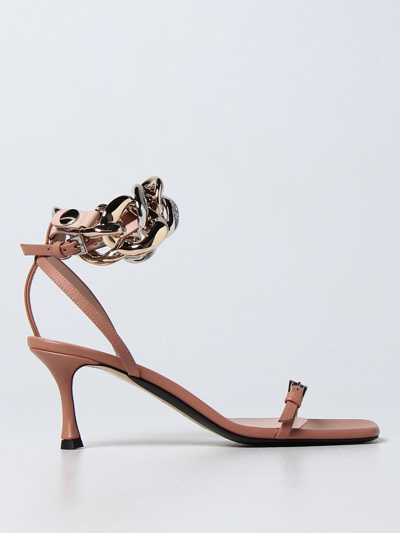 Shop N°21 N ° 21 Leather Sandal With Chain Detail In Blush Pink