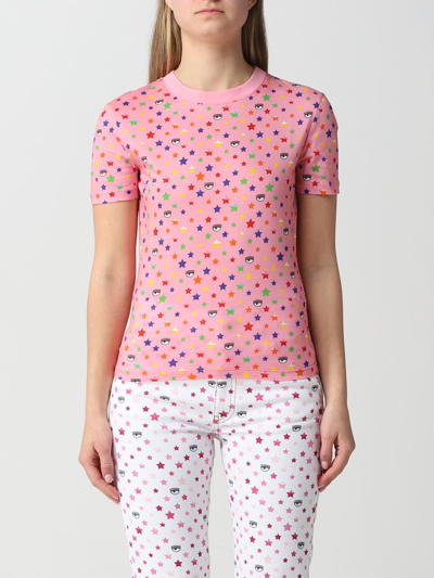 Shop Chiara Ferragni Logomania T-shirt In Cotton In Multicolor