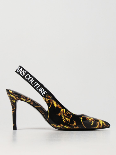 Shop Versace Jeans Couture Slingbacks In Patent Leather In Black