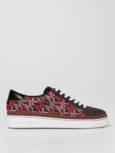 Shop Michael Michael Kors Sneakers In Monogram Canvas In Brown