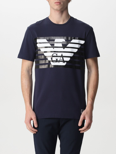Shop Ea7 T-shirt With Logo In Blue
