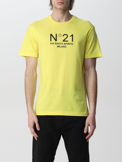 Shop N°21 N ° 21 Cotton T-shirt With Logo In Yellow