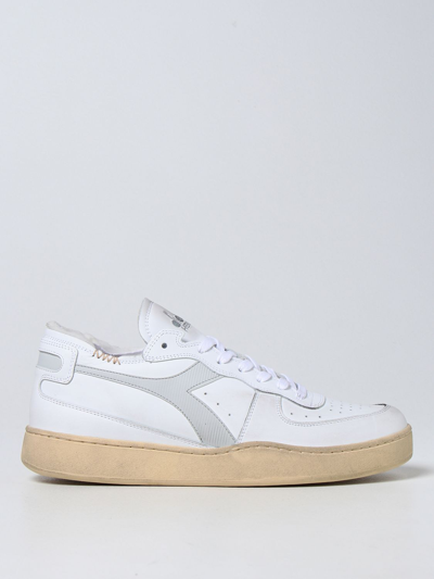 Shop Diadora Mi Basket  Heritage Trainers In Leather In White