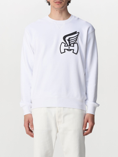 Shop Hogan Cotton Sweatshirt With Logo Patch In White